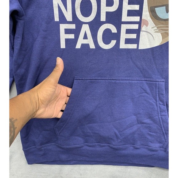 The Nope Face Hoodie Mens Size XL Blue Pockets Athleisure Whimsical Funny - Picture 3 of 16